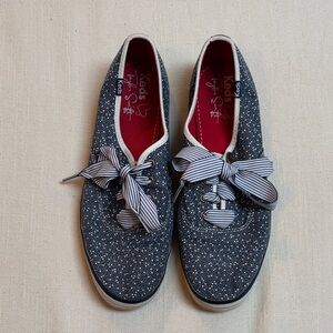 Taylor Swift x Keds Navy + White Sneakers with Ribbon Laces + Signature Charm, 8